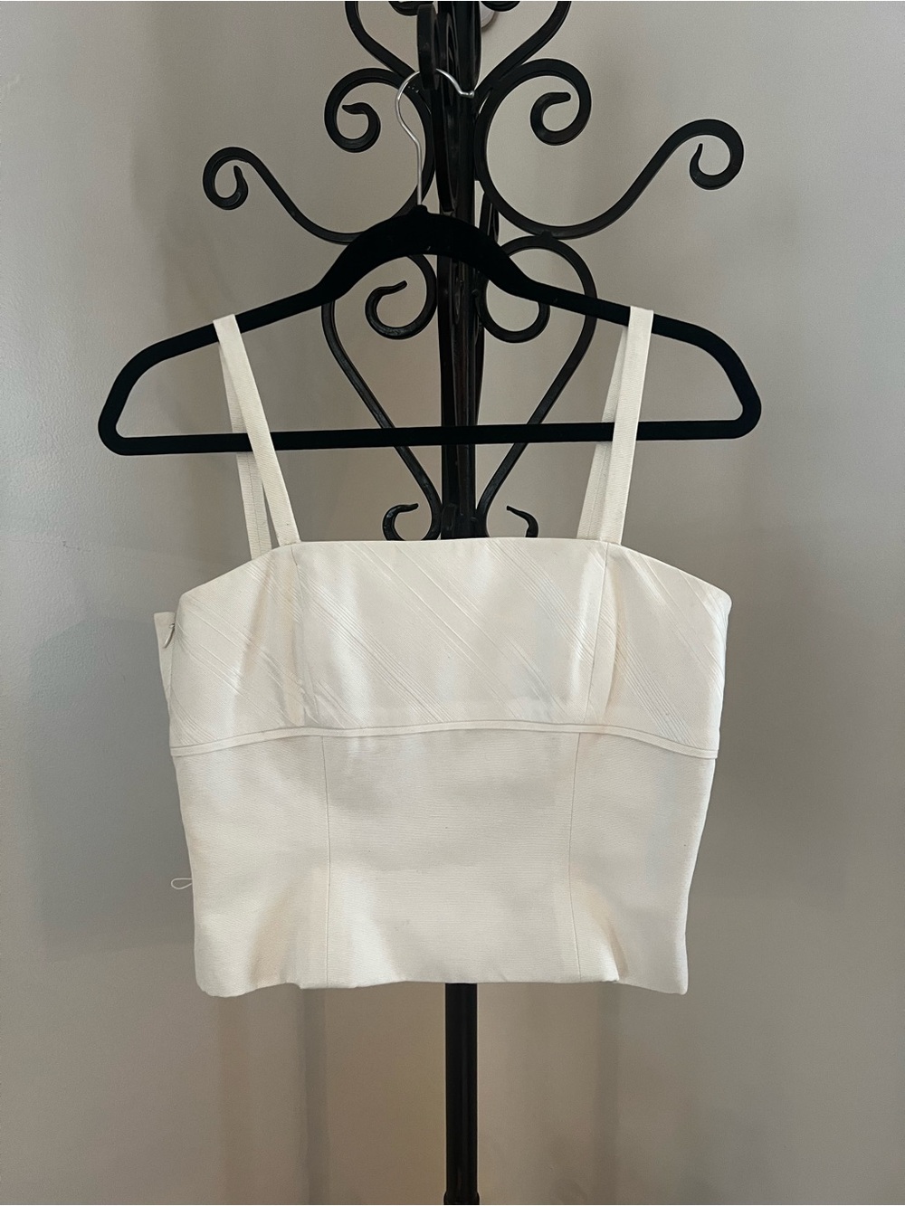 Bill Blass White Textured Square-Neck Cropped Camisole
